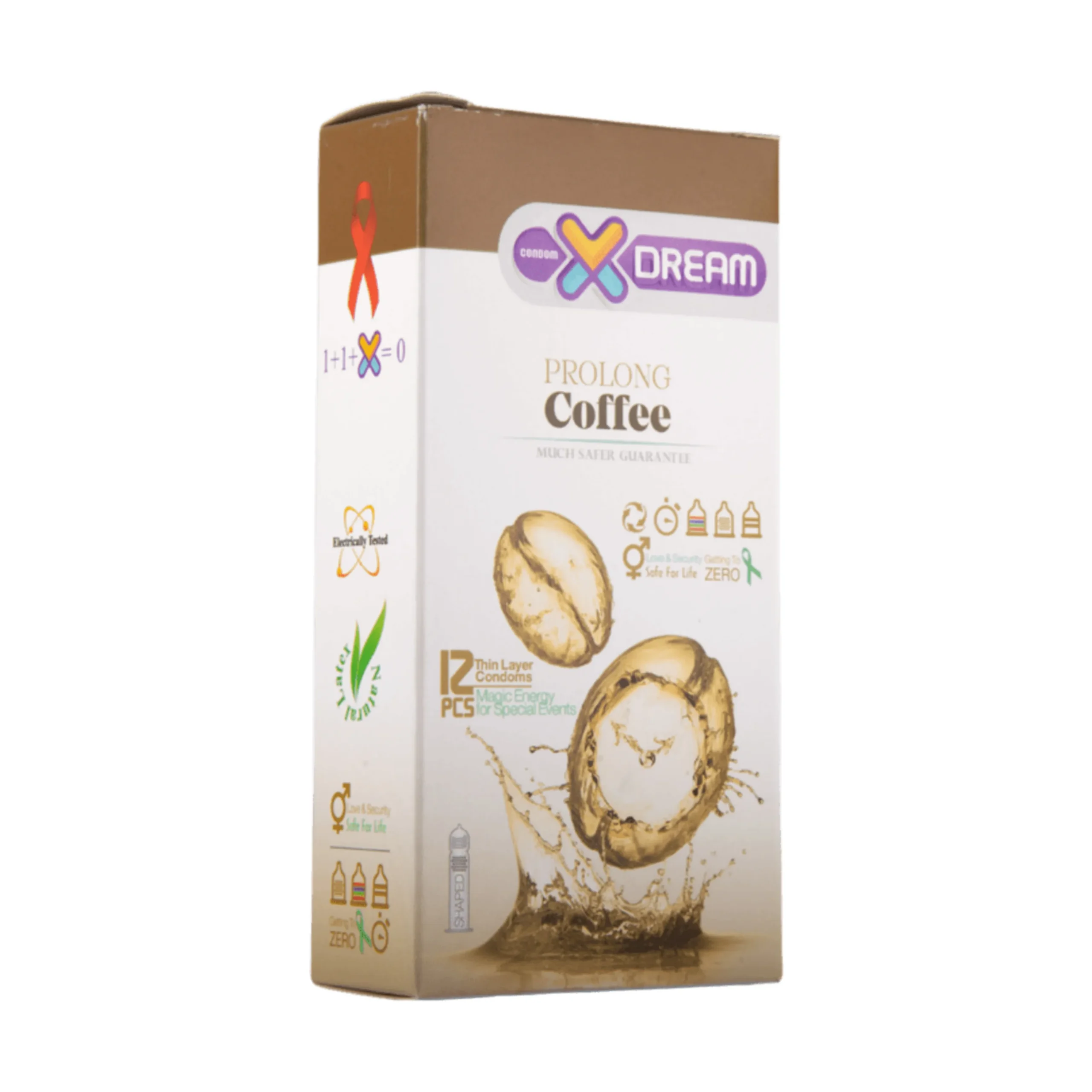xdream-coffee-condom کاندوم ایکس دریم مدل قهوه بسته ۱۲ عددی - تصویر 1