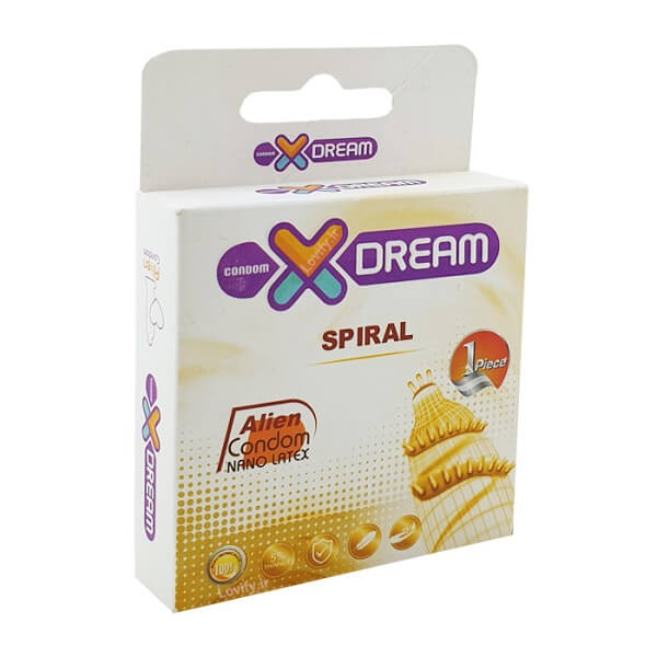 xdream-spiral-condom-1pcs-1 کاندوم فضایی مدل چرخشی ایکس دریم - تصویر 1